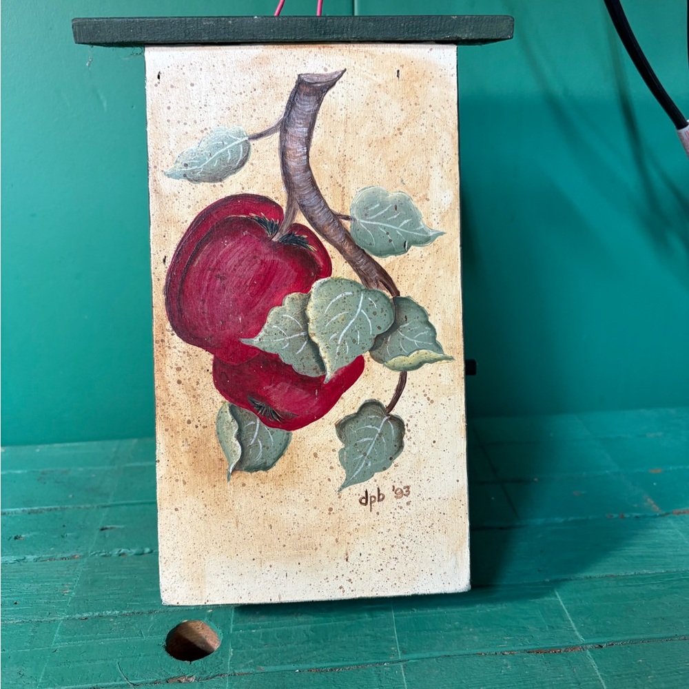 Unbranded Maroon Hand-Painted Birdhouse with Olive Trim - Picture 3 of 10